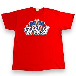USA Unisex Patriotic T Shirt Top Red White Blue Flag United States of America